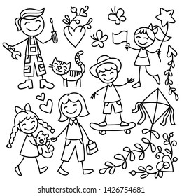 Cartoon character on white background, Anti stress coloring