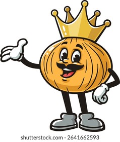 Cartoon character of the onion king wearing a crown