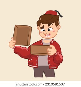 cartoon character open box gesture