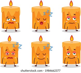 Cartoon character of orange candle with sleepy expression. Vector illustration