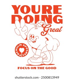 Cartoon character orange fruit for t shirt printing