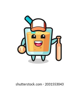 Cartoon character of orange juice as a baseball player , cute style design for t shirt, sticker, logo element