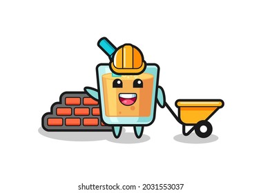 Cartoon character of orange juice as a builder , cute style design for t shirt, sticker, logo element