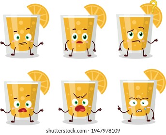 Cartoon character of orange juice with what expression