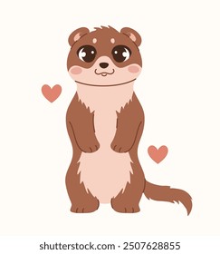 Cartoon character otter. Flat vector illustration.