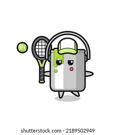 Cartoon character of paint tin as a tennis player , cute style design for t shirt, sticker, logo element
