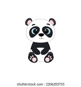 Caricatura de panda sobre fondo blanco. Ilustración vectorial para diseño e impresión