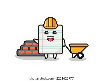 Cartoon character of paper as a builder , cute design