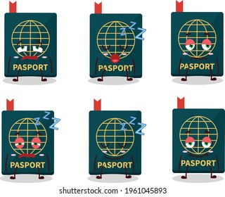 Cartoon character of passport with sleepy expression