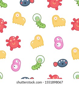Cartoon character pattern. Cute monsters seamless pattern. Seamless vector background. Vector illustration.