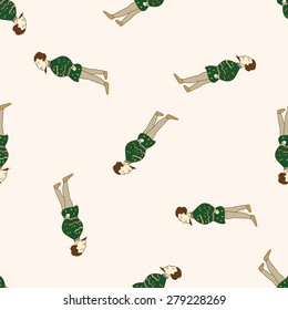 cartoon character person , cartoon seamless pattern background