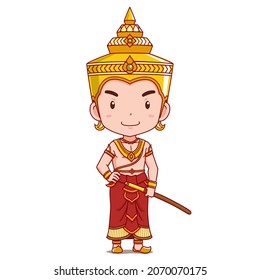 Cartoon Character Of  Phaya Mangrai The King Of Lanna. (A Historical Kingdom Of Thailand.)	