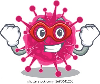 A cartoon character of picornaviridae performed as a Super hero