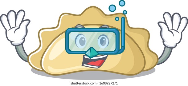 cartoon character of pierogi wearing Diving glasses
