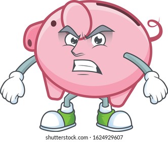 cartoon character of piggy bank with angry face