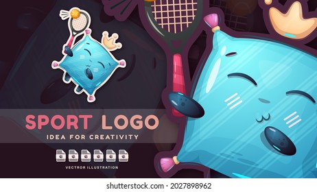 Cartoon character pillow play tennis