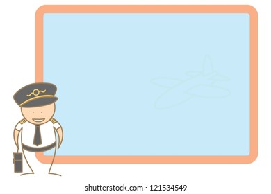 cartoon character pilot present message on board;