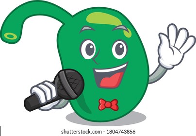 cartoon character of pineal sing a song with a microphone