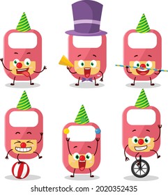 Cartoon character of pink baby appron with various circus shows. Vector illustration