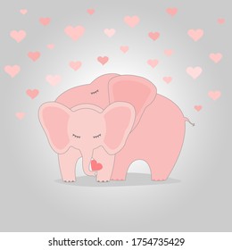 Cartoon character pink elephant dream on pink background