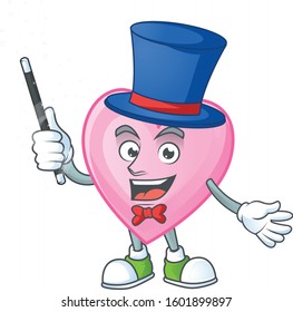 Cartoon character of pink love performance as a Magician