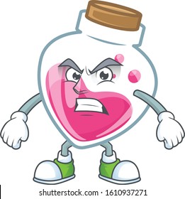 cartoon character of pink potion with angry face