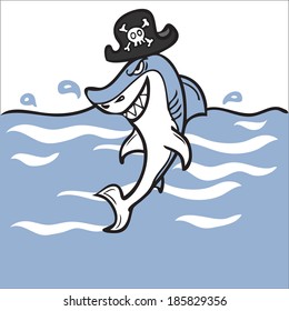Cartoon character of pirate shark