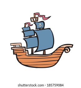 Cartoon character of pirate ship