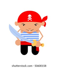 Cartoon character pirate with sword
