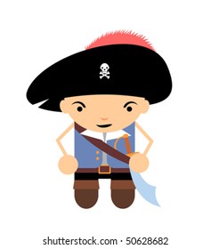 Cartoon character pirate with sword