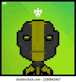 cartoon character in pixel vector art using a color filled background