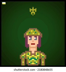 cartoon character in pixel vector art using a color filled background