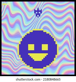 cartoon character in pixel vector art using a color filled background