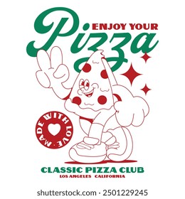 Cartoon character pizza for t shirt design