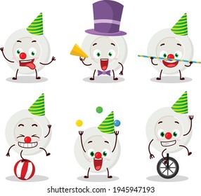 Cartoon character of plate angry expression with various circus shows