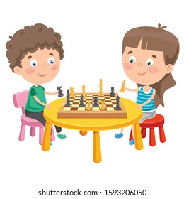 Cartoon Character Playing Chess Game