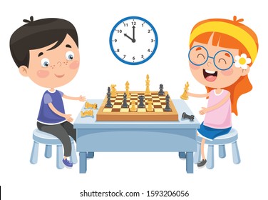 Cartoon Character Playing Chess Game