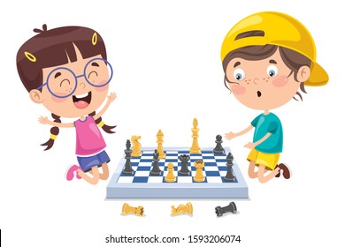 Cartoon Character Playing Chess Game