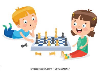 Cartoon Character Playing Chess Game