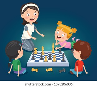 Cartoon Character Playing Chess Game