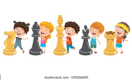 Cartoon Character Playing Chess Game