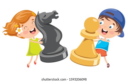 Cartoon Character Playing Chess Game