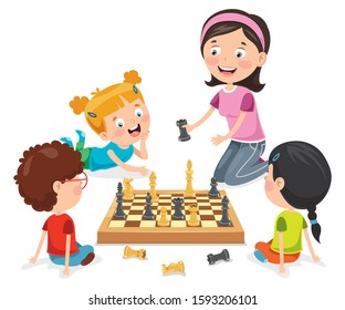 Cartoon Character Playing Chess Game