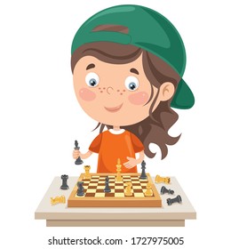 Cartoon Character Playing Chess Game