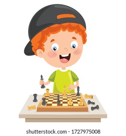 Cartoon Character Playing Chess Game