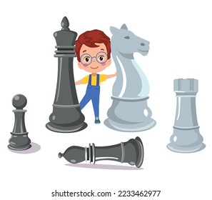 Cartoon Character Playing Chess Game