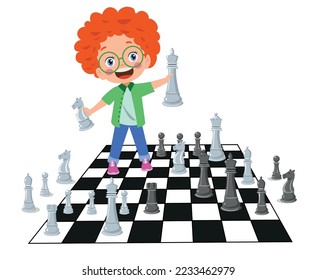 Cartoon Character Playing Chess Game