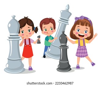 Cartoon Character Playing Chess Game