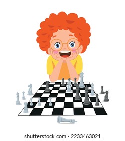 Cartoon Character Playing Chess Game