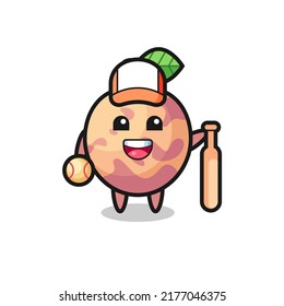 Cartoon character of pluot fruit as a baseball player , cute style design for t shirt, sticker, logo element